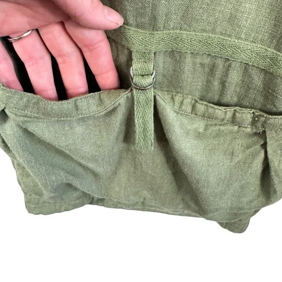 Chico's 100% Linen Green Drawstring High Rise Cropped Capri Lounge Pants Size L - Picture 4 of 7